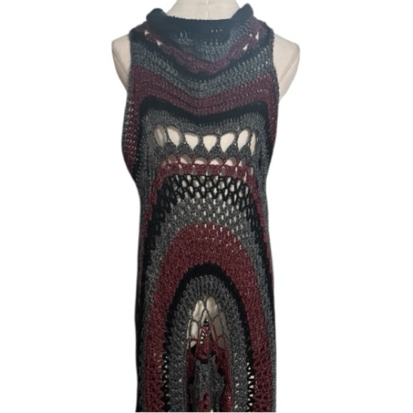 Crochet Mandala Vest Afghan Blanket Boho Festival Hippie Concert Long Top Open - Picture 4 of 7